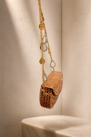 Mini mirror bag in gold