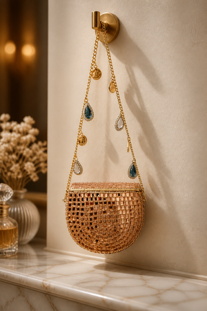Mini mirror bag in gold