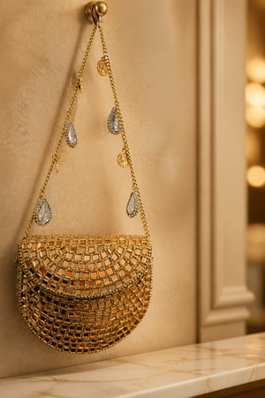 Mini mirror bag in gold