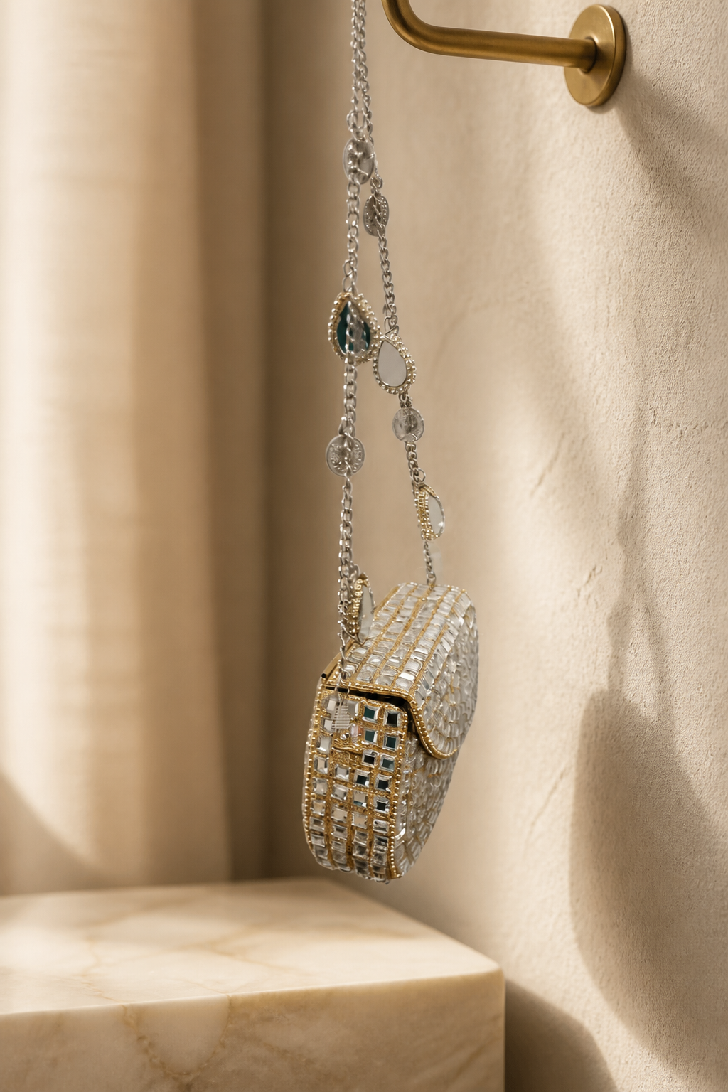 Mini mirror bag in gold