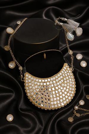 Mini mirror bag in gold
