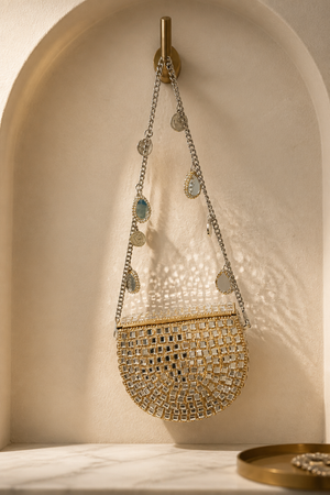Mini mirror bag in gold
