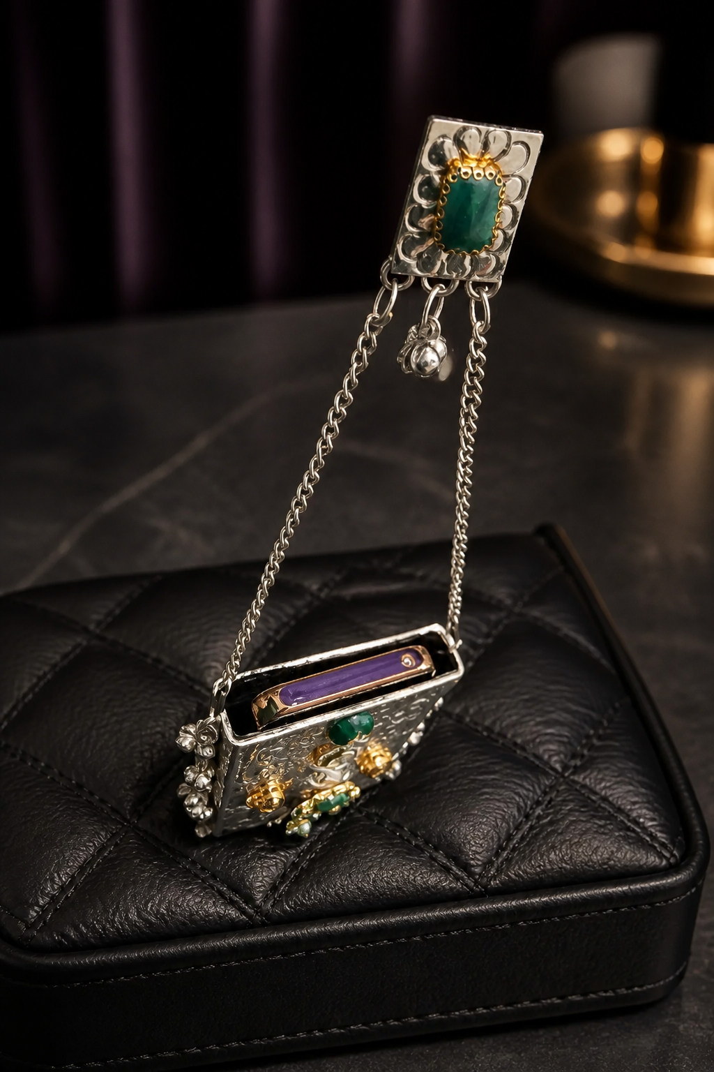 Kundan mobile batua- silver