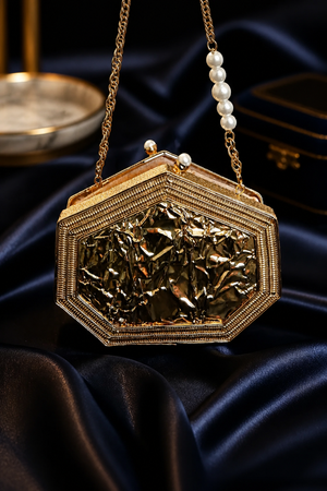 Handcrafted mother of pearl filigree bag with amazonite