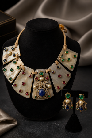 Resin necklace with coloured stones and AD pieces