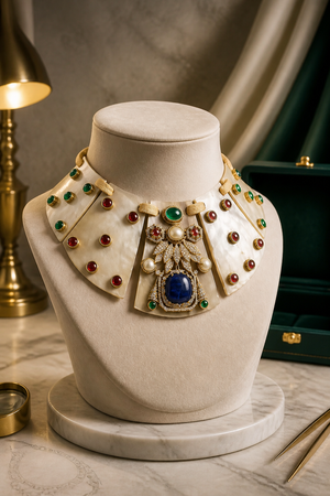 Resin necklace with coloured stones and AD pieces