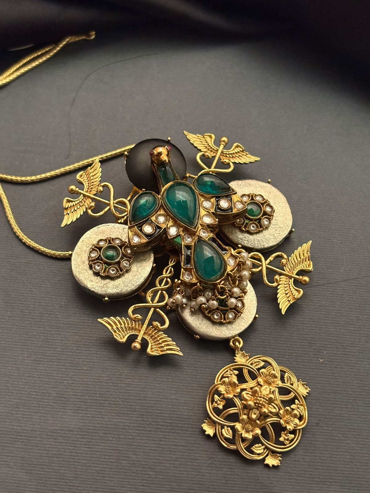Bird Motif Two-Tone Pendant