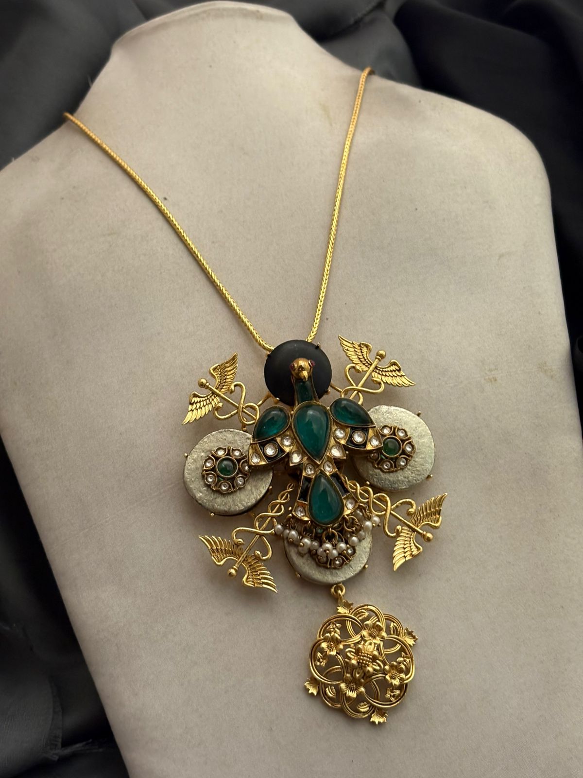 Bird Motif Two-Tone Pendant