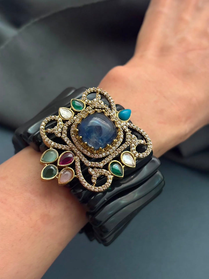 Black Elastic Resin Designer cuff
