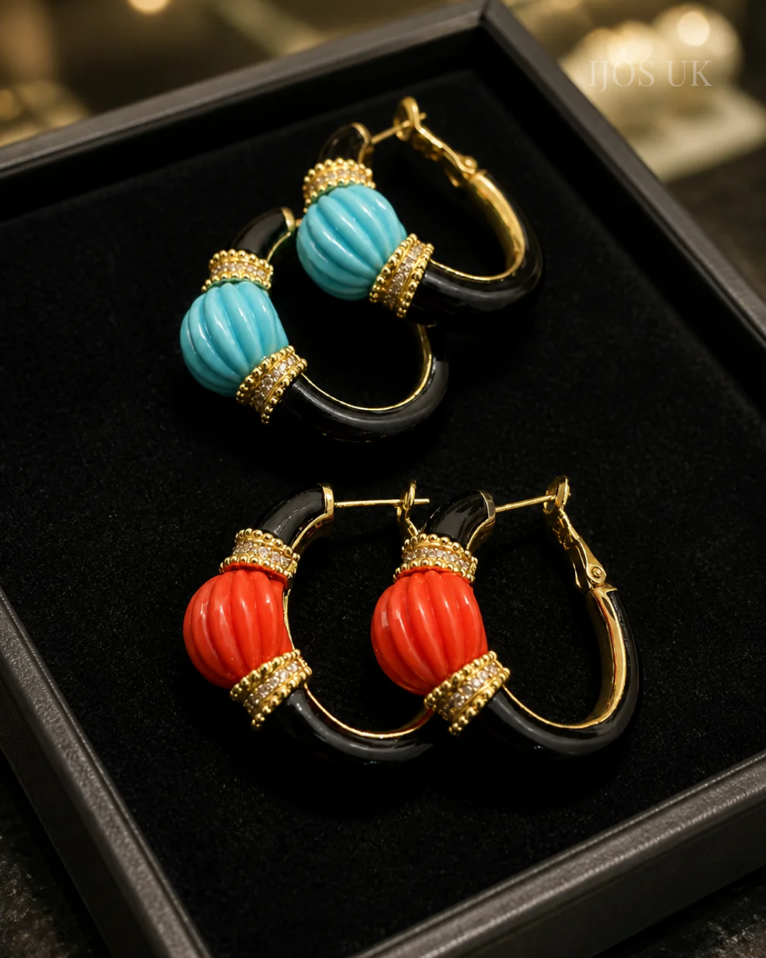 Carved Stone Hoop Earring