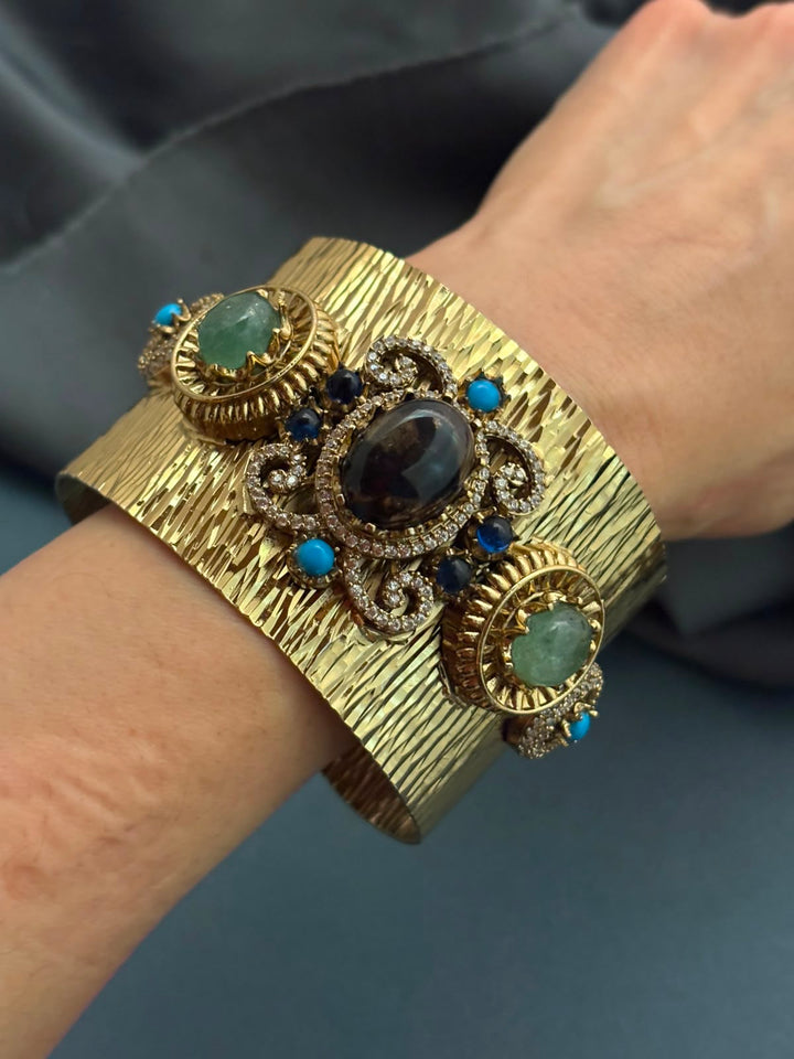 Coloured Stone Texture Cuff