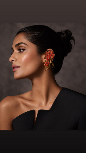 Coral Beaded Ear Cuff