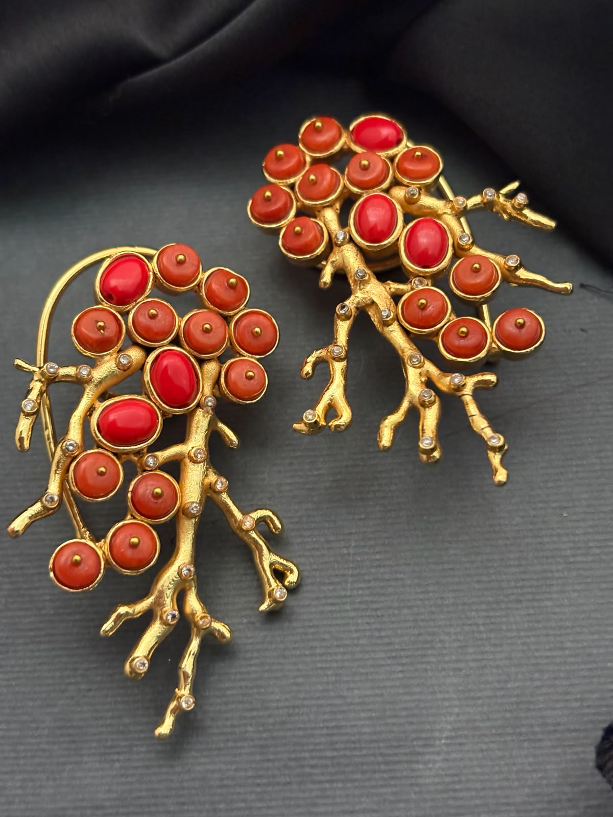 Coral Beaded Ear Cuff