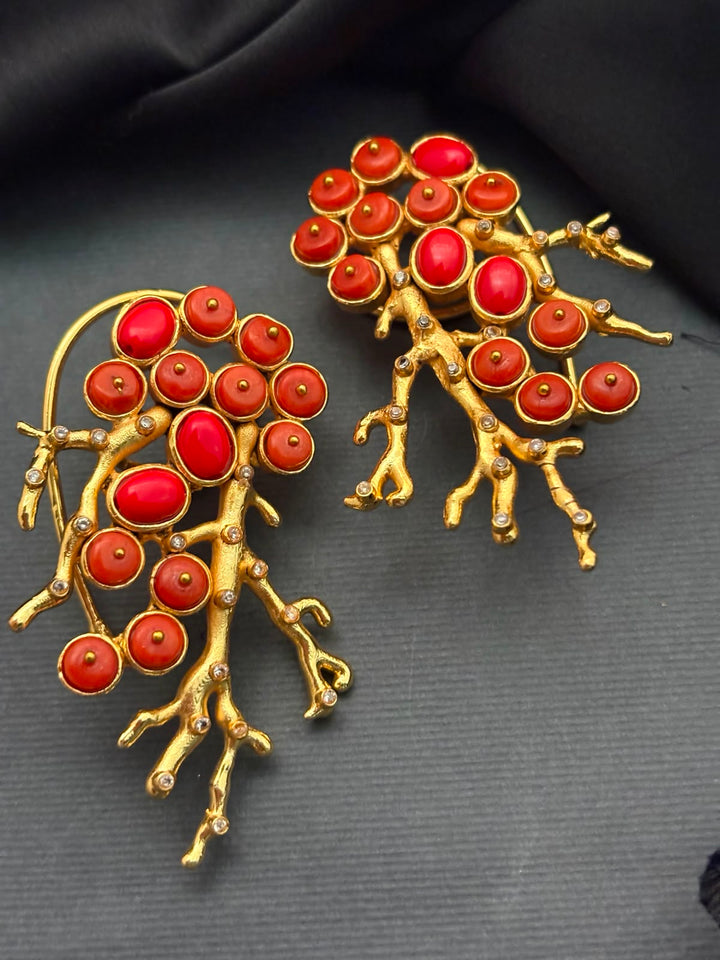 Coral Beaded Ear Cuff