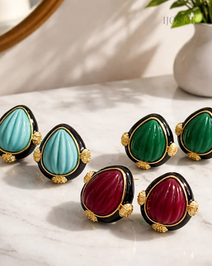 Earring with Carved Stone