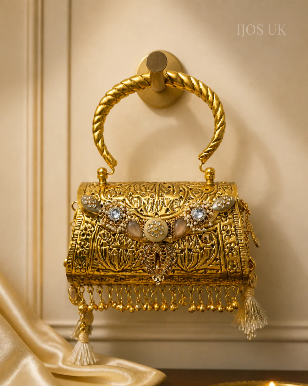 Gold Embossed Brass Minaudière