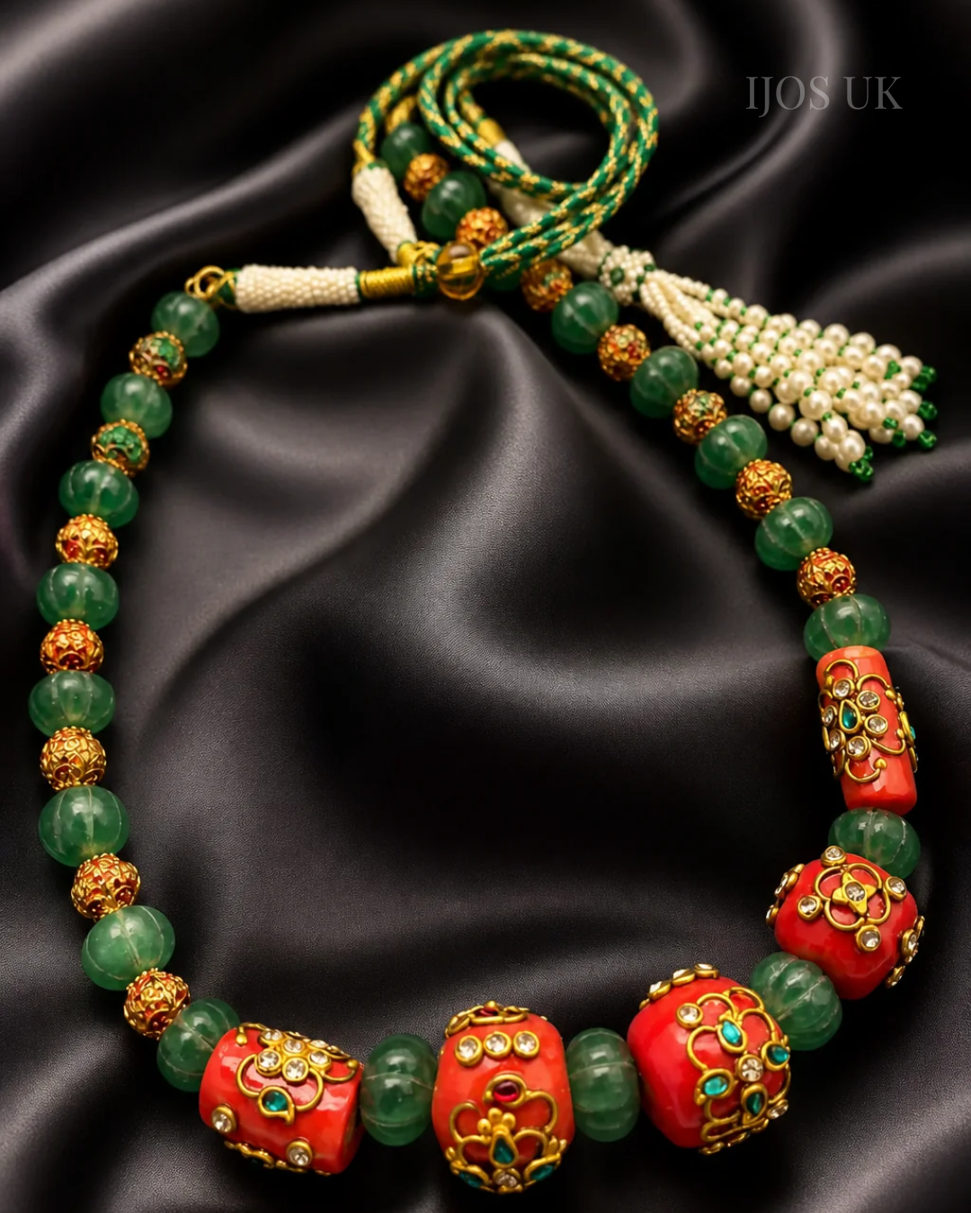 Green Beads Coral Necklace