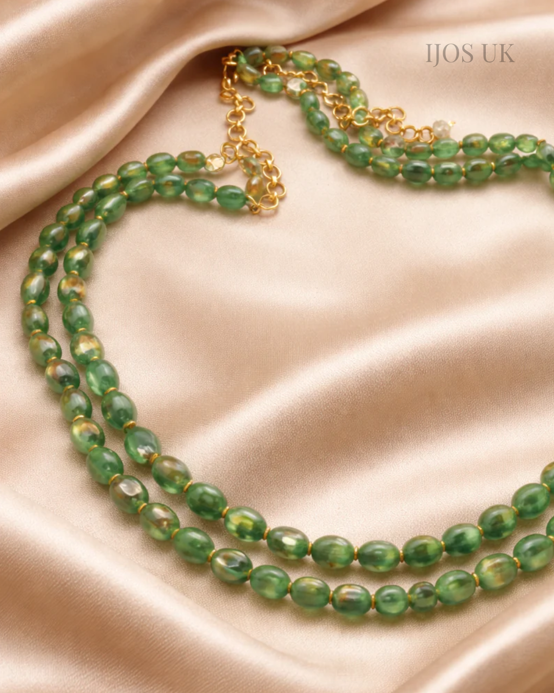 Green Beads Two-Line Necklace