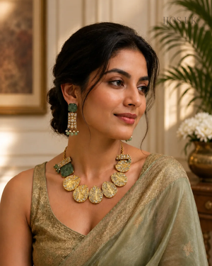 Kundan Necklace Carved Design
