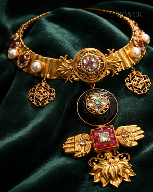 Lotus Hamsa Statement Necklace