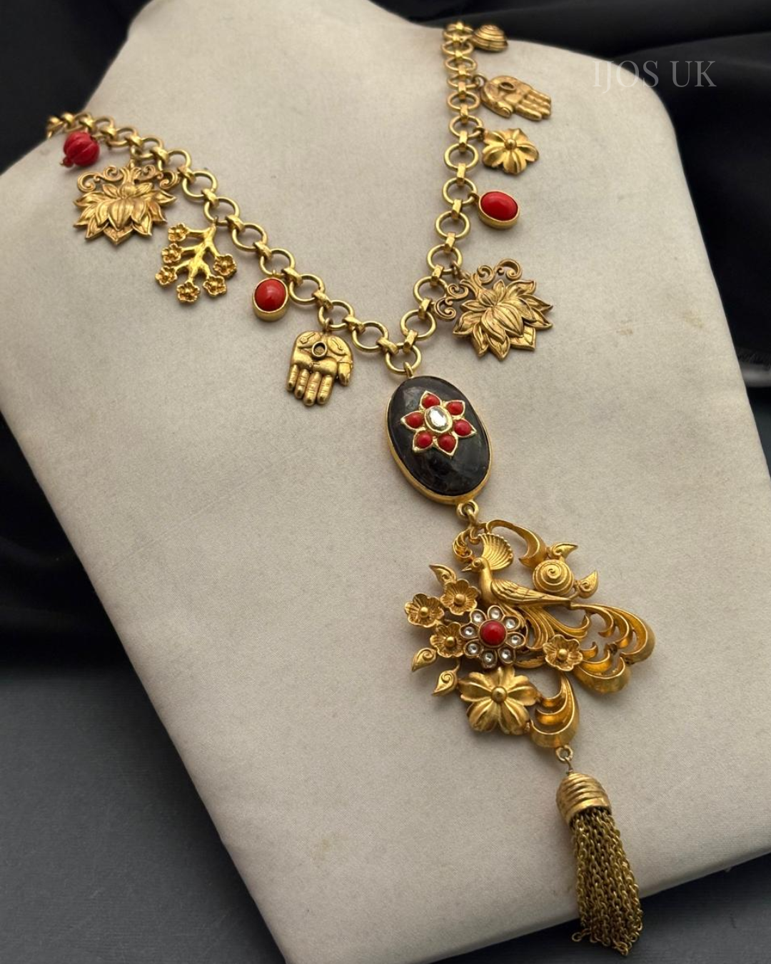 Peacock Coral Charms Necklace