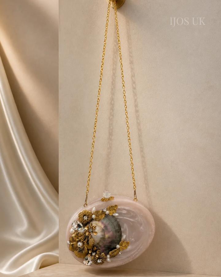 Pearl Shell Floral Clutch