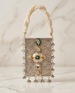 Kundan mobile batua- silver
