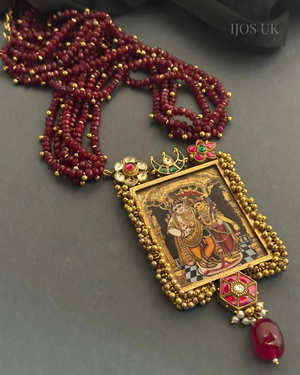 Radha Krishna Painting Necklace
