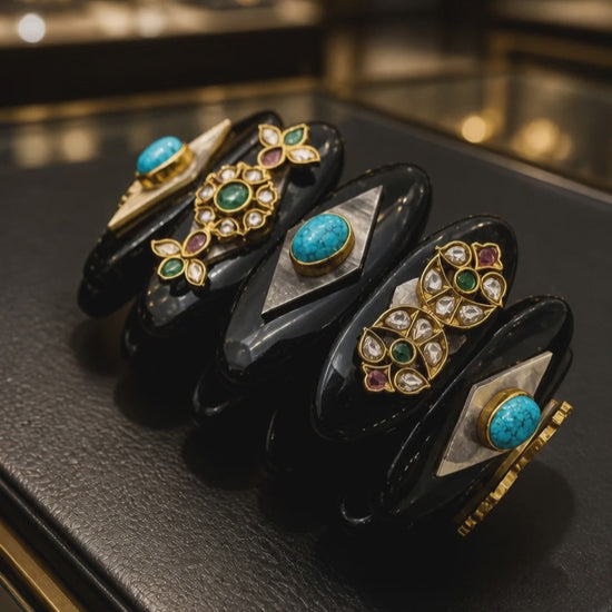 Acrylic Handcuff with Coloured Stone & Jadau Tikda