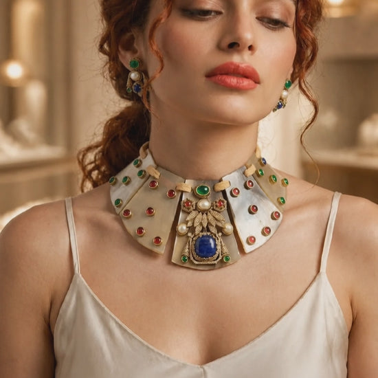 Resin necklace with coloured stones and AD pieces
