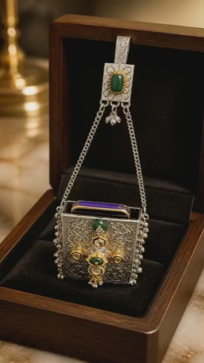 Kundan mobile batua- silver