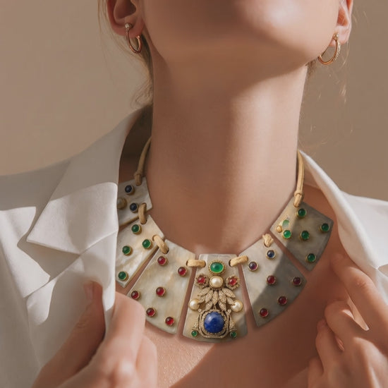 Resin necklace with coloured stones and AD pieces