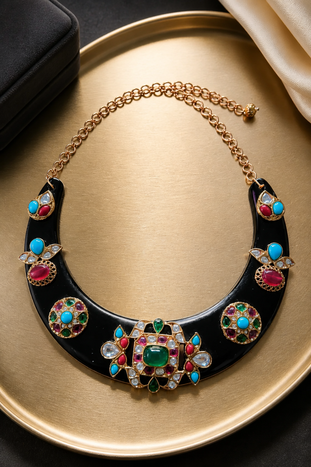 Acrylic Necklace with Jadau Pieces