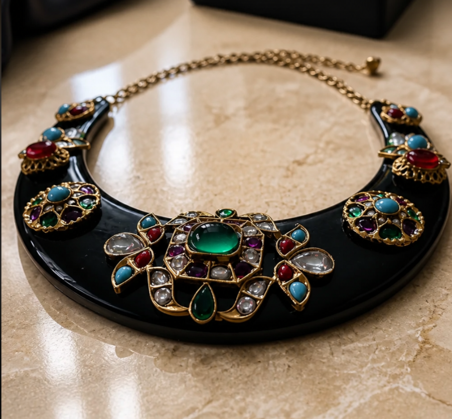 Acrylic Necklace with Jadau Pieces